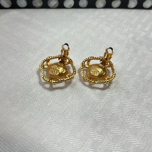 Swarovski Crystals Earrings clip-on vintage amethyst gold rope trim - Picture 5 of 6